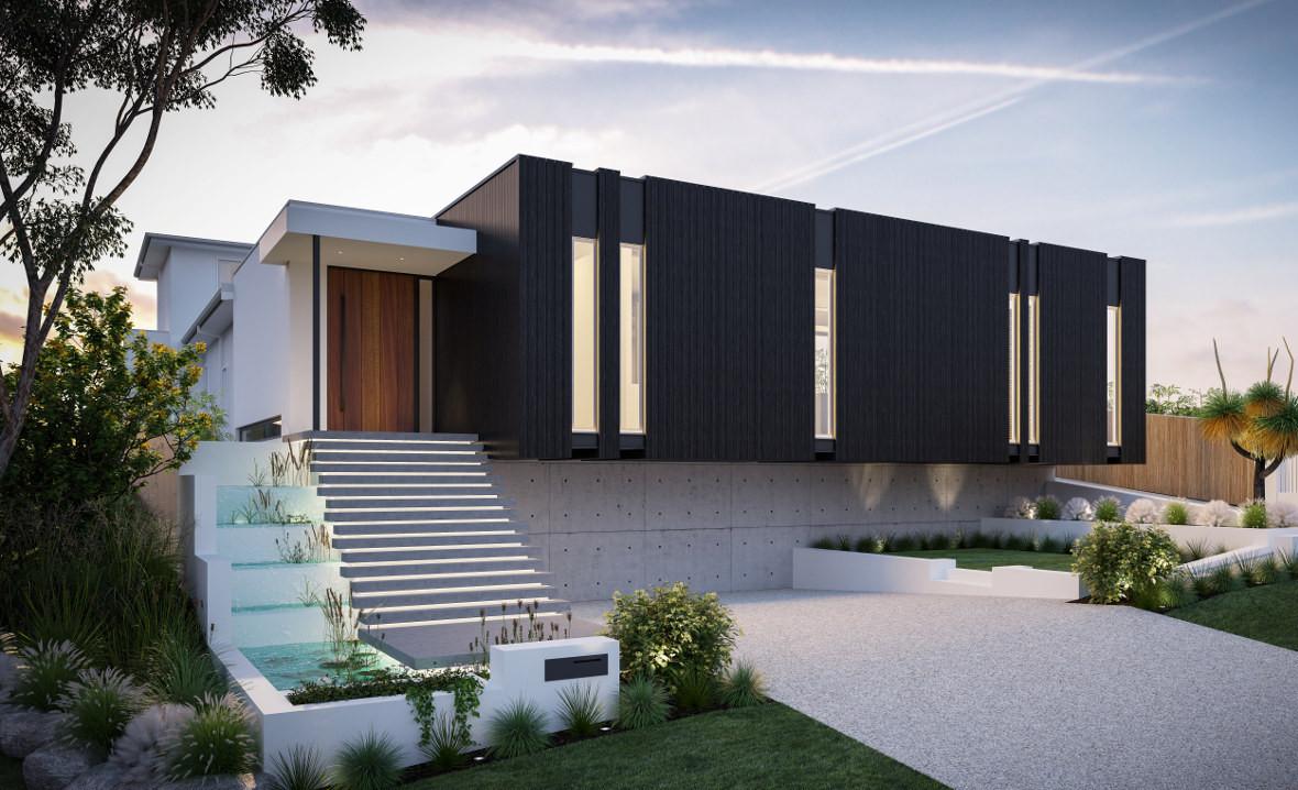 Render of Mosman Park shou sugi ban residence